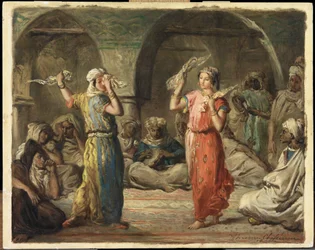 Algeriske danserinner. Lommetørkledansen, 1849