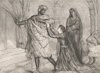 Borte!: plate 7 fra Othello Act 3, Scene 4, etset 1844, gjengitt 1900.
