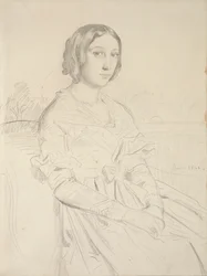 Portrett av en ung kvinne, sittende tre fjerdedeler til venstre, 1839-1856