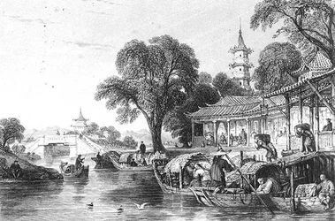 Silk Farms at Hoo-Chen, gravert av J. Tingle (gravering)