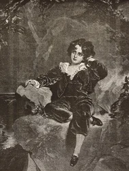 Portrett av Master Lambton som gutt, Charles William Lambton, the Red Boy, gravering fra et maleri av Thomas Lawrence fra L