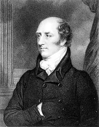 Portrett av George Canning (1770-1827) gravert av William Holt (gravering) (s/hvitt foto)