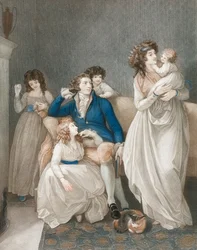 Sent på 1700-tallet tidlig på 1800-tallet velstående familiescene.