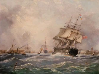Britisk krigsskip utenfor Portsmouth