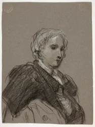 Byste av en kvinne (recto); Drapert figur, tre-kvarts lengde (verso)