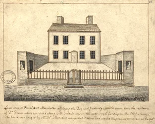 Levers House, Manchester, 1819 (penn og blekk og vask på papir)