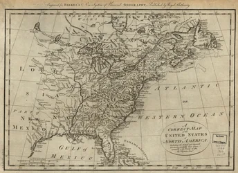 Et korrekt kart over Nord-Amerikas forente stater; inkludert de britiske og spanske territoriene, nøye utarbeidet i samsvar med traktaten fra 1784. LOC 74692103