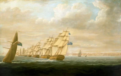 Nelsons kystblokadeskvadron ved Cadiz, juli 1797, ca. 1800 (olje på lerret)