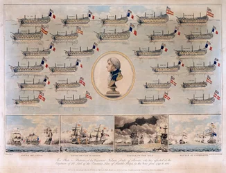Krigsskipene som ble erobret av Horatio Nelson (1758–1805) mellom 1793 og 1801, under sjøslagene ved Genova (eller Kapp Noli, Italia)