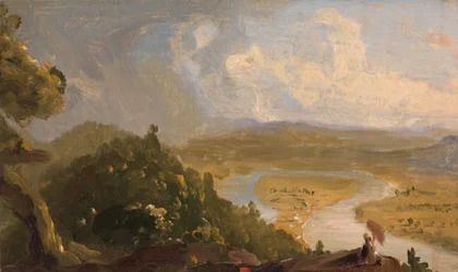 Skisse for utsikt fra Mount Holyoke, Northampton, Massachusetts..., The Oxbow, 1836.