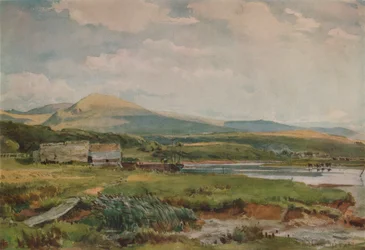 Elvescene med hytter, c1887