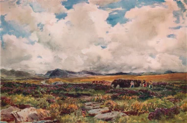 Stabling av torv, Festiniog, Nord-Wales, 1881