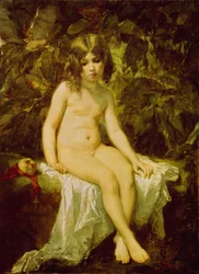 Lille badegjester. Maleri av Thomas Couture (1815-1879), olje på lerret