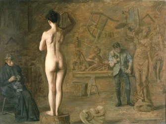 William Rush (1756-1833) skjærer ut sin allegoriske figur av Schuylkill-elven