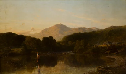 A Mountainous Riverscape, ca. 1838-86 (olje på lerret)