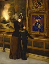 Britisk stolthet og ære, en kadett fra Royal Navy betrakter det berømte portrettet av Horatio Nelson (1748–1805) av Lemuel Abbott