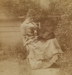 [Susan Macdowell (senere fru Thomas Eakins) med setter]