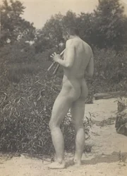 Thomas Eakins, naken, spillende fløyte, ca. 1883