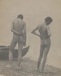 Thomas Eakins og John Laurie Wallace på en strand, ca. 1883.