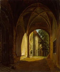 En hvelvet hall på Scharfenberg slott nær Dresden