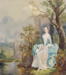 Girl with a Book Seated in a Park, ca. 1750 (olje på lerret)