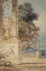 Hageterrasse (akvarell)