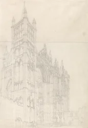 Peterborough Cathedral, Huntingdonshire, ca. 1794 (grafitt på to sammenføyde papirark)