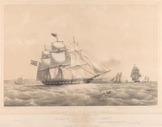 Clippere i Kinahandelen: den tidligere yachten #39;Falcon#39; og andre klippere på den kinesiske kysten.