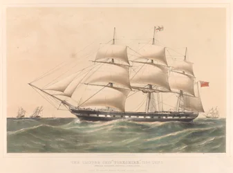 Clipperskipet Yorkshire 1100 tonn, ca. 1857–60 (litografi i farger)