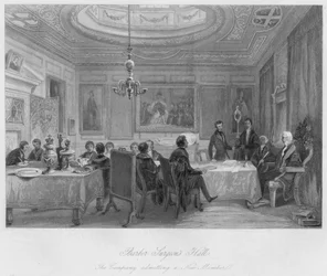 Frisørkirurgerhallen. Selskapet som tar opp et nytt medlem, c1841