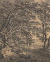 Elvelandskap med figurer