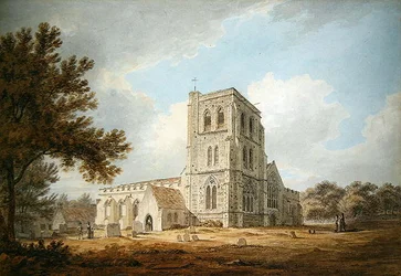 Parish Church of St Martin, Herne, Kent (blyant og akvarell på papir)