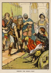 Kysser kongens fot (fargelitografi)