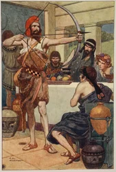 Odyssevs straffer frierne (fargelitografi)