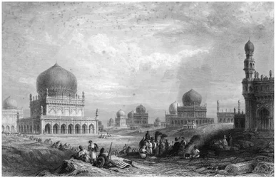 Tombs of the Kings of Golconda, Andhra Pradesh, India, 1844.