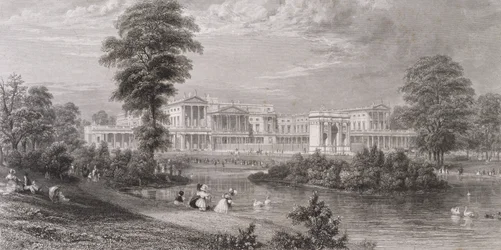 Utsikt over Buckingham Palace og Marble Arch, fra St. James