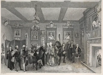 Council Chamber, Vintner's Hall, fra puben 'London Interiors with their Costumes and Ceremonies'. Joseph Mead, London, ca. 1843 (stålgravering)