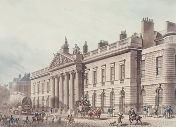 East India House, gravert av Joseph Constantine Stadler (fl.1780-1812), pub. av Ackermanns 'Repository of Arts' (akvatint) (se også 18619)