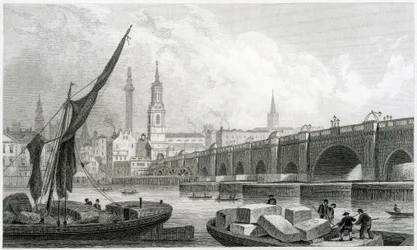 Old London Bridge, fra Southwark, 1829