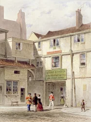 Den berømte kantinen i tårnet - kalt The Stone Kitchen - trakk ned 1827 (akvarell)