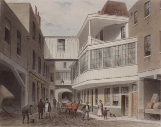 Utsikt over Cross Keys Tavern, Wood Street, ca. 1850 (wc på papir)