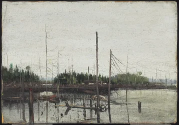 Drowned Land, 1912 (olje på papir (med preget lerretstekstur) på tre)