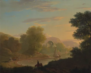 En imaginær kystscene, med Venus-tempelet ved Baiae