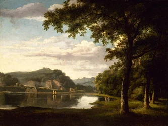Landskap med utsikt over elven Wye av Thomas Jones
