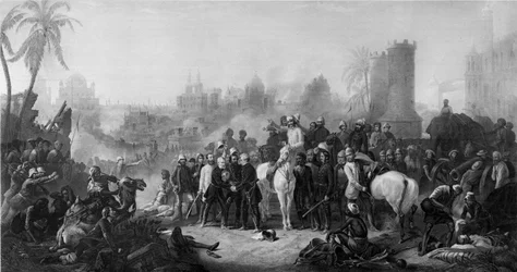 The Relief of Lucknow, und Triumphant Meeting of Havelock, Outram og Sir Colin Campbell, fra 