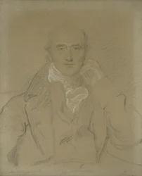 Portrett av George Canning, M.P. (1770-1827), halvlang, sittende (blyant, svart, hvit og rødt kritt på lerret)