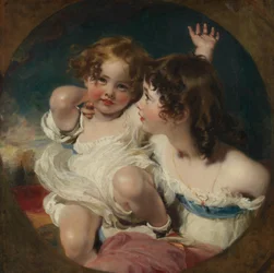 Calmady-barna Emily, 1818-1906, og Laura Anne, 1820-1894, 1823.