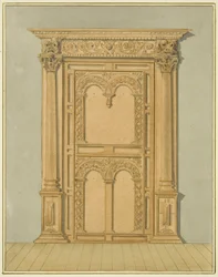Carved Oak Doorway, 6 Redcliffe Street (akvarell på papir)