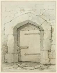 Old Arch and Doorway i Tower Lane overfor Vestry of St John