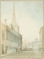 Church of St John-on-the-Wall, med utsikt mot kaien (akvarell på papir)